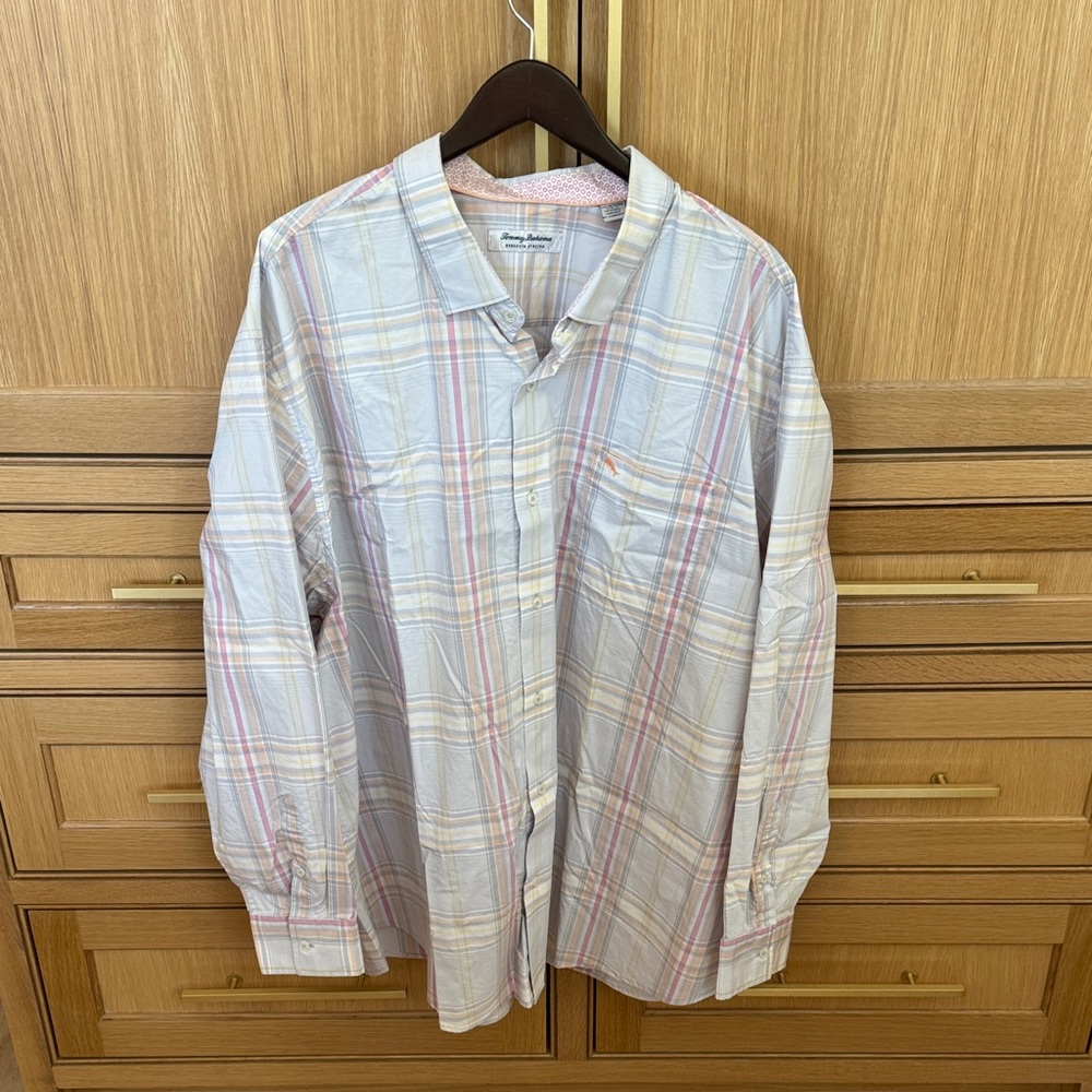 Tommy Bahama Light Pastel Plaid button Down Shirt